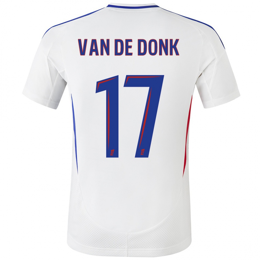 Niño Camiseta Danielle Van De Donk #17 Blanco Azul 1ª Equipación 2024/25 La Camisa