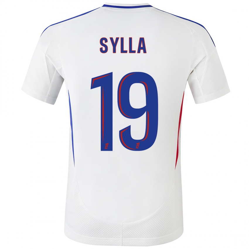 Niño Camiseta Kysha Sylla #19 Blanco Azul 1ª Equipación 2024/25 La Camisa