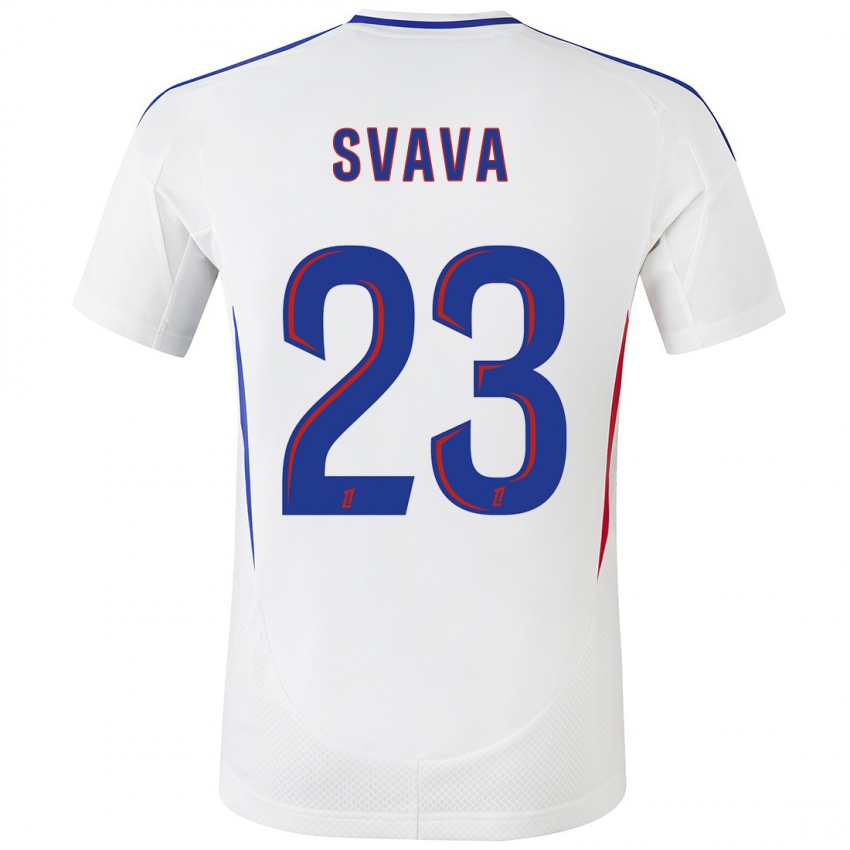 Niño Camiseta Sofie Svava #23 Blanco Azul 1ª Equipación 2024/25 La Camisa