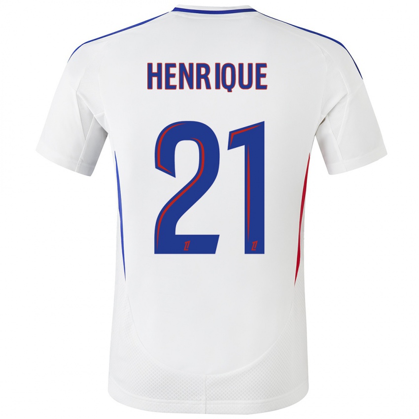 Niño Camiseta Henrique #21 Blanco Azul 1ª Equipación 2024/25 La Camisa