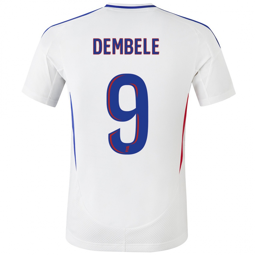 Niño Camiseta Moussa Dembele #9 Blanco Azul 1ª Equipación 2024/25 La Camisa