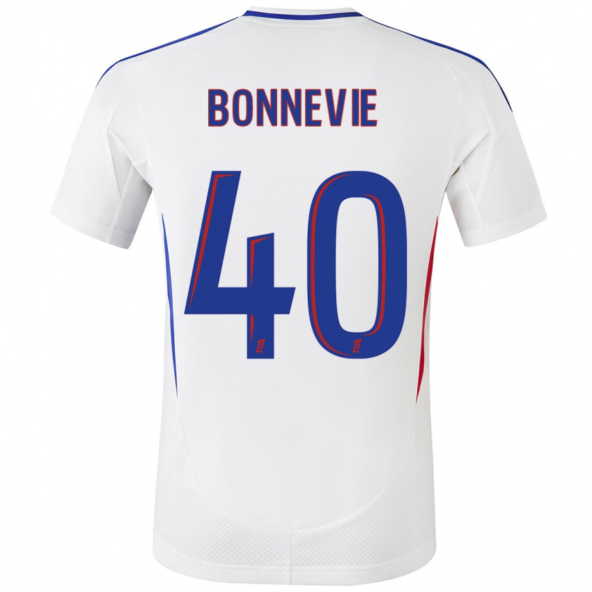 Niño Camiseta Kayne Bonnevie #40 Blanco Azul 1ª Equipación 2024/25 La Camisa