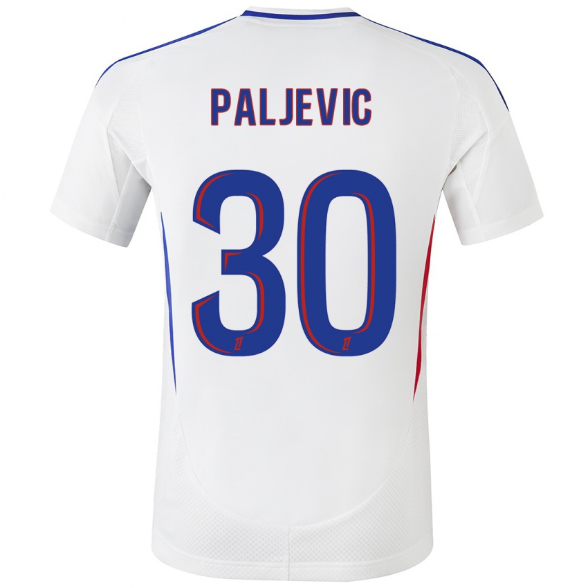 Niño Camiseta Alyssia Paljevic #30 Blanco Azul 1ª Equipación 2024/25 La Camisa