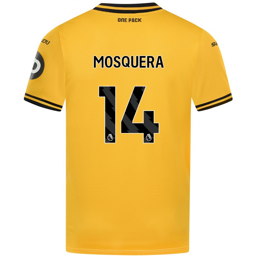 Niño Camiseta Yerson Mosquera #14 Amarillo 1ª Equipación 2024/25 La Camisa