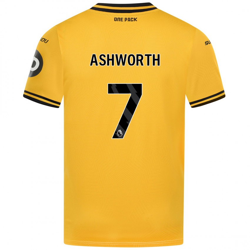 Niño Camiseta Fin Ashworth #7 Amarillo 1ª Equipación 2024/25 La Camisa