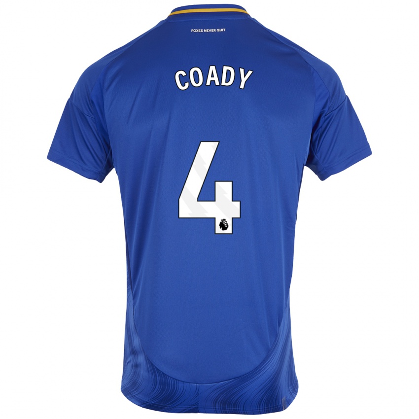 Niño Camiseta Conor Coady #4 Azul Blanco 1ª Equipación 2024/25 La Camisa