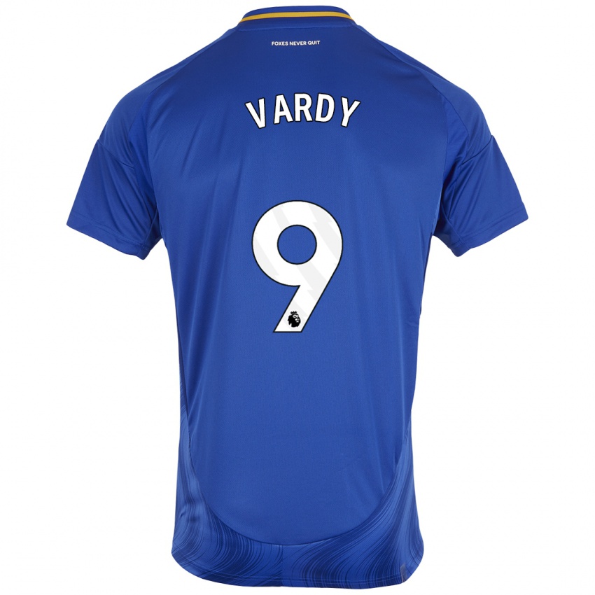 Niño Camiseta Jamie Vardy #9 Azul Blanco 1ª Equipación 2024/25 La Camisa