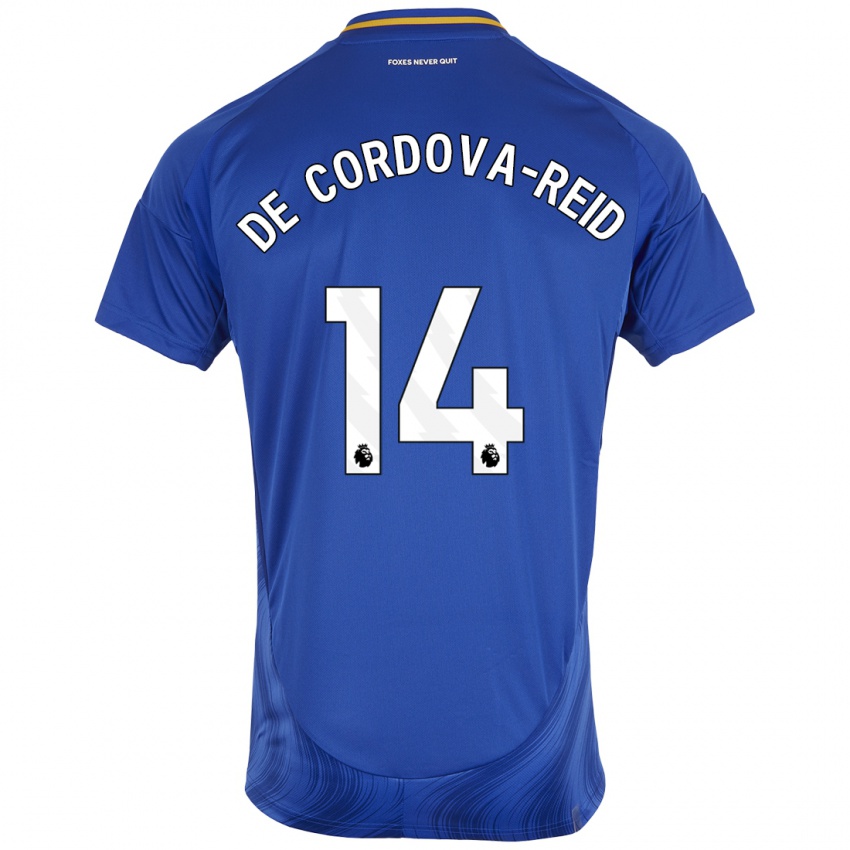 Niño Camiseta Bobby De Cordova-Reid #14 Azul Blanco 1ª Equipación 2024/25 La Camisa