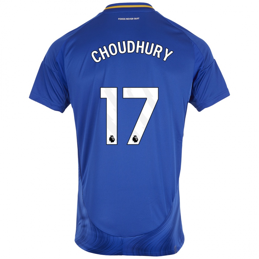 Niño Camiseta Hamza Choudhury #17 Azul Blanco 1ª Equipación 2024/25 La Camisa