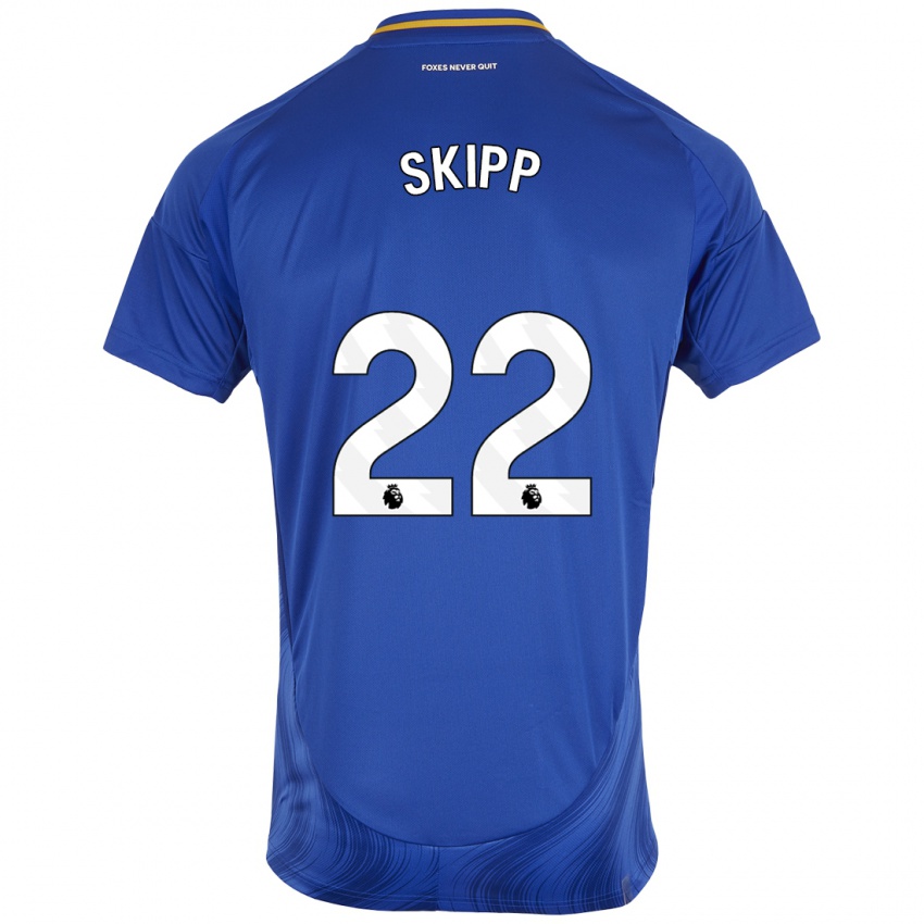 Niño Camiseta Oliver Skipp #22 Azul Blanco 1ª Equipación 2024/25 La Camisa