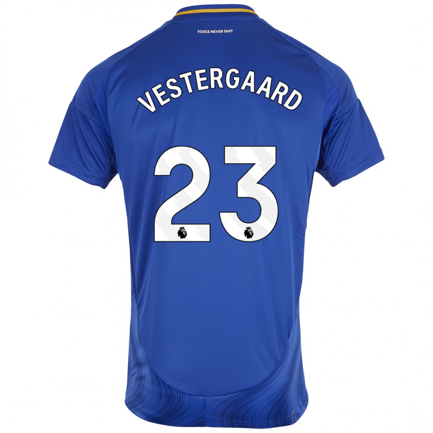 Niño Camiseta Jannik Vestergaard #23 Azul Blanco 1ª Equipación 2024/25 La Camisa