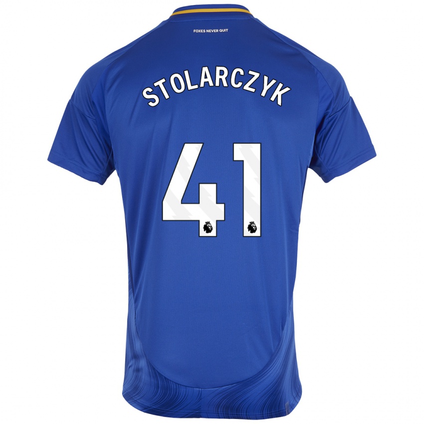 Niño Camiseta Jakub Stolarczyk #41 Azul Blanco 1ª Equipación 2024/25 La Camisa