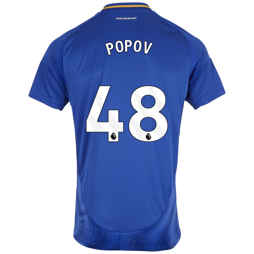 Niño Camiseta Chris Popov #48 Azul Blanco 1ª Equipación 2024/25 La Camisa