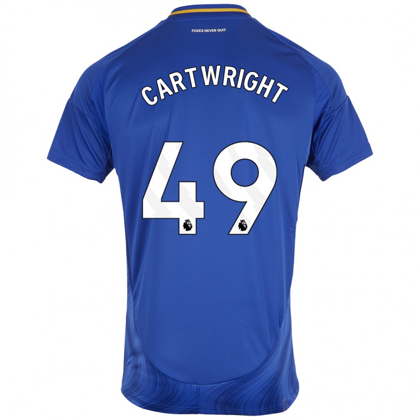 Niño Camiseta Henry Cartwright #49 Azul Blanco 1ª Equipación 2024/25 La Camisa