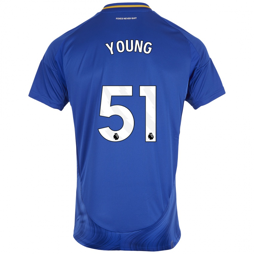 Niño Camiseta Brad Young #51 Azul Blanco 1ª Equipación 2024/25 La Camisa