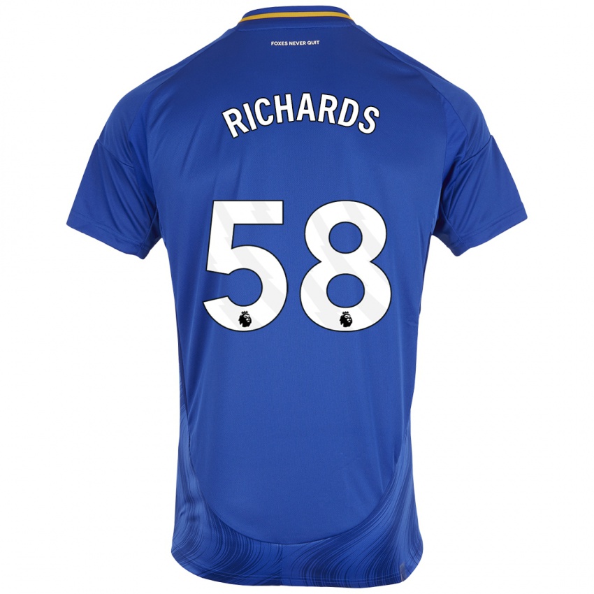 Niño Camiseta Amani Richards #58 Azul Blanco 1ª Equipación 2024/25 La Camisa