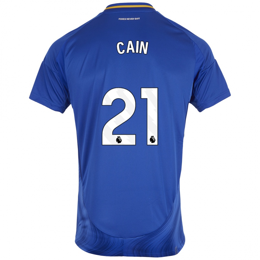 Niño Camiseta Hannah Cain #21 Azul Blanco 1ª Equipación 2024/25 La Camisa