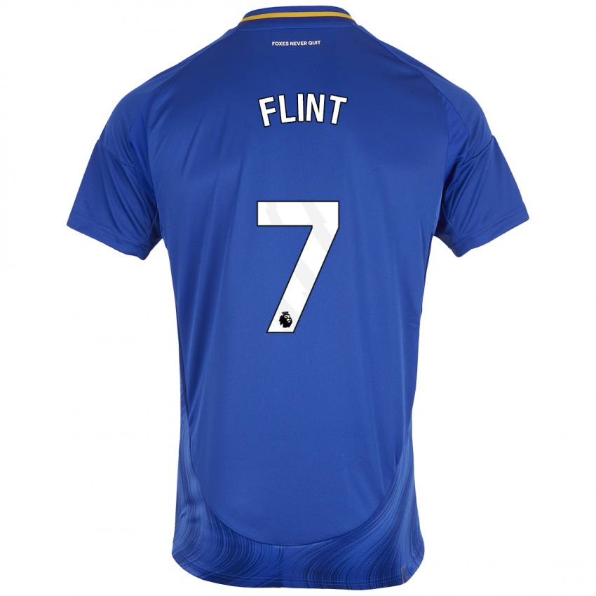 Niño Camiseta Natasha Flint #7 Azul Blanco 1ª Equipación 2024/25 La Camisa