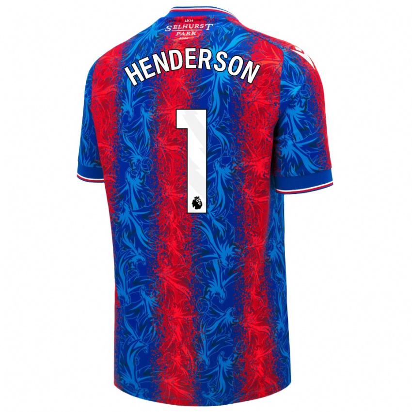 Niño Camiseta Dean Henderson #1 Rayas Rojas Y Azules 1ª Equipación 2024/25 La Camisa