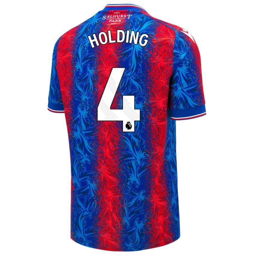 Niño Camiseta Rob Holding #4 Rayas Rojas Y Azules 1ª Equipación 2024/25 La Camisa