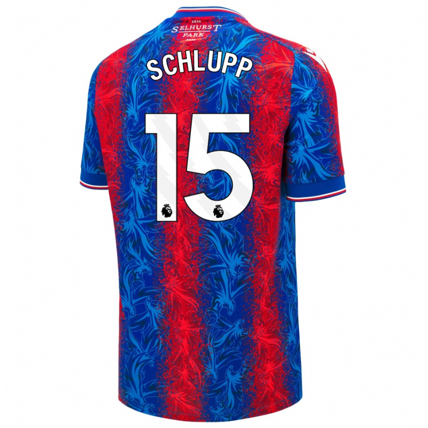 Niño Camiseta Jeffrey Schlupp #15 Rayas Rojas Y Azules 1ª Equipación 2024/25 La Camisa