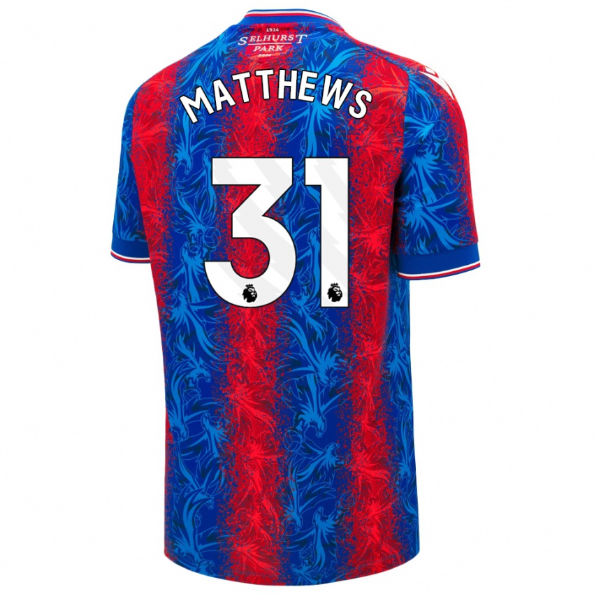 Niño Camiseta Remi Matthews #31 Rayas Rojas Y Azules 1ª Equipación 2024/25 La Camisa