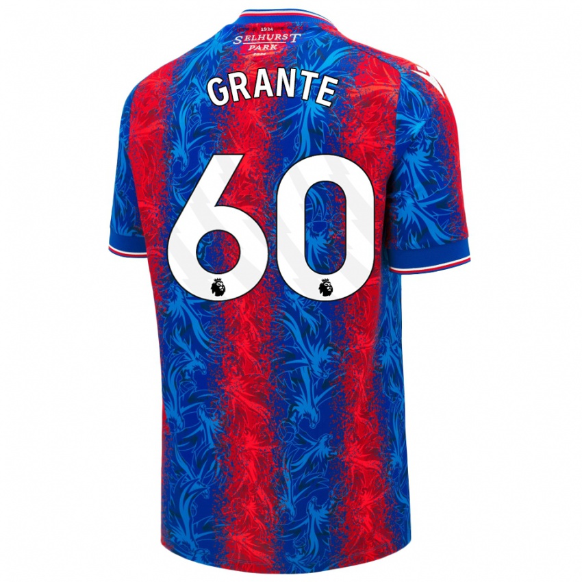 Niño Camiseta Jake Grante #60 Rayas Rojas Y Azules 1ª Equipación 2024/25 La Camisa