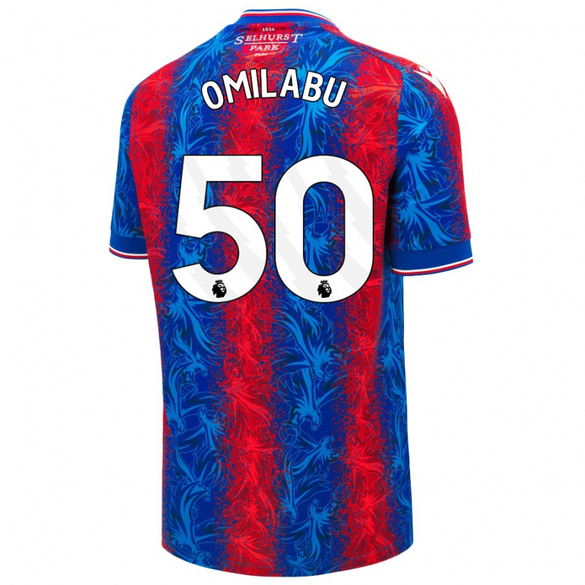 Niño Camiseta David Omilabu #50 Rayas Rojas Y Azules 1ª Equipación 2024/25 La Camisa