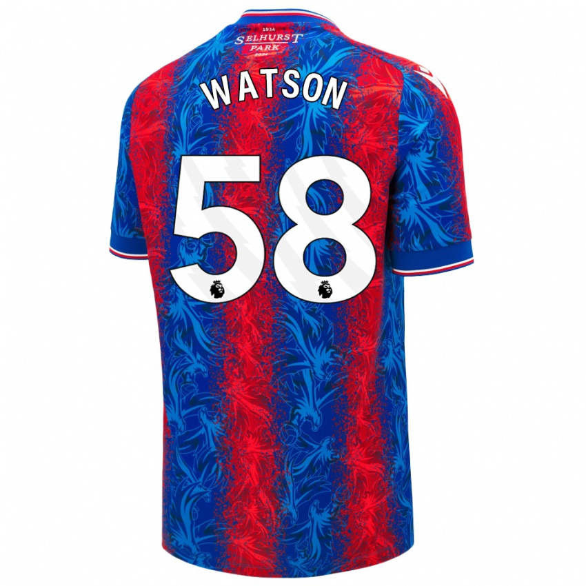 Niño Camiseta Noah Watson #58 Rayas Rojas Y Azules 1ª Equipación 2024/25 La Camisa