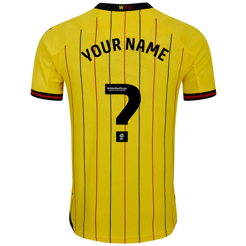 Niño Camiseta Su Nombre #0 Amarillo Negro 1ª Equipación 2024/25 La Camisa