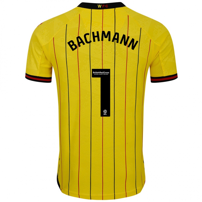 Niño Camiseta Daniel Bachmann #1 Amarillo Negro 1ª Equipación 2024/25 La Camisa