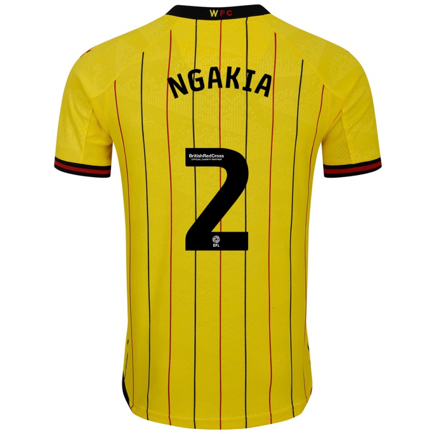 Niño Camiseta Jeremy Ngakia #2 Amarillo Negro 1ª Equipación 2024/25 La Camisa