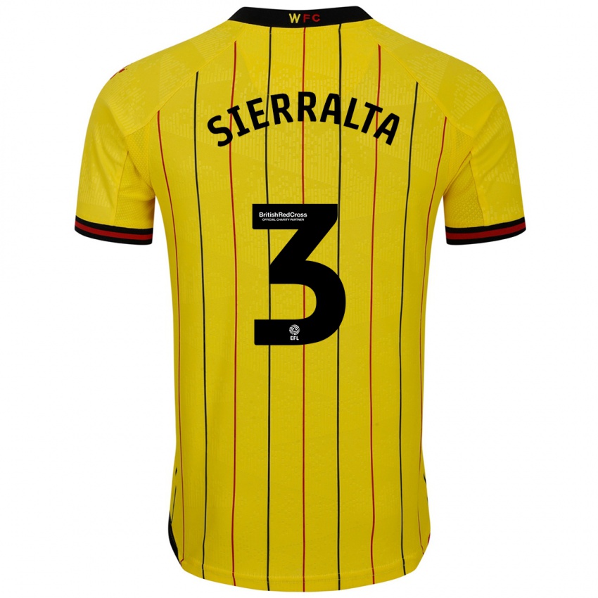 Niño Camiseta Francisco Sierralta #3 Amarillo Negro 1ª Equipación 2024/25 La Camisa