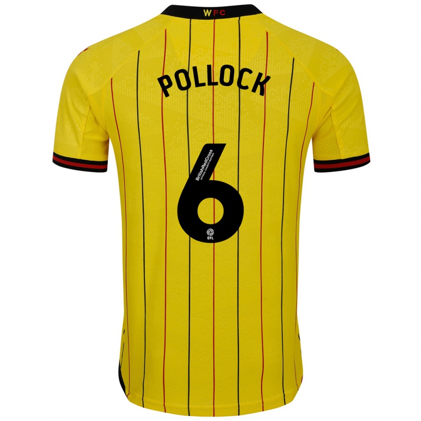 Niño Camiseta Mattie Pollock #6 Amarillo Negro 1ª Equipación 2024/25 La Camisa