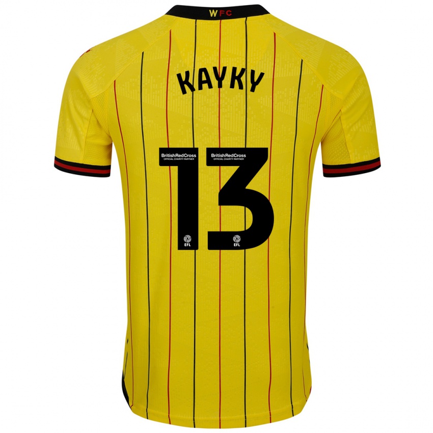 Niño Camiseta Kayky Almeida #13 Amarillo Negro 1ª Equipación 2024/25 La Camisa