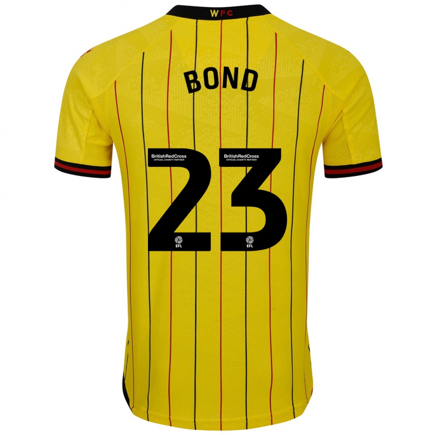 Niño Camiseta Jonathan Bond #23 Amarillo Negro 1ª Equipación 2024/25 La Camisa