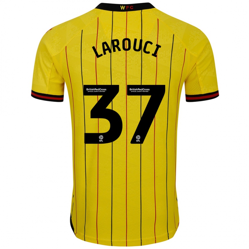 Niño Camiseta Yasser Larouci #37 Amarillo Negro 1ª Equipación 2024/25 La Camisa