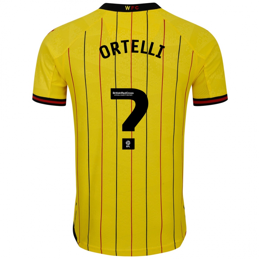 Niño Camiseta Gabriel Ortelli #0 Amarillo Negro 1ª Equipación 2024/25 La Camisa