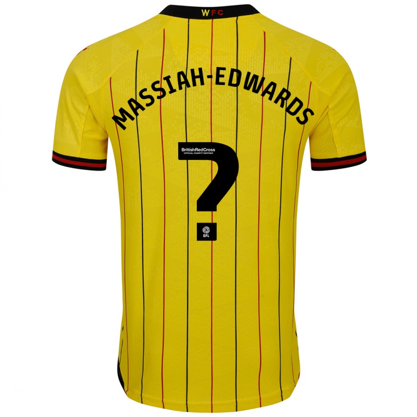 Niño Camiseta Zavier Massiah-Edwards #0 Amarillo Negro 1ª Equipación 2024/25 La Camisa