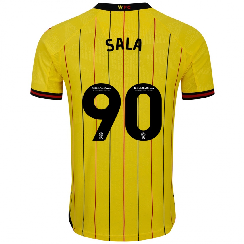 Niño Camiseta Joel Sala #90 Amarillo Negro 1ª Equipación 2024/25 La Camisa