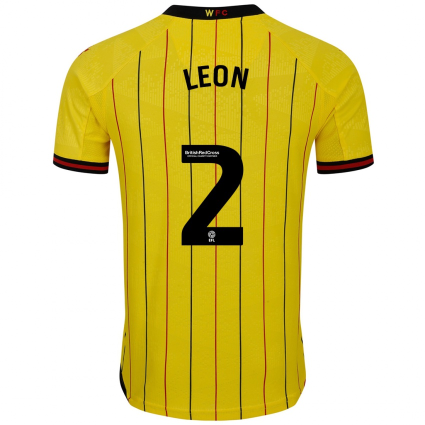 Niño Camiseta Lucía León #2 Amarillo Negro 1ª Equipación 2024/25 La Camisa