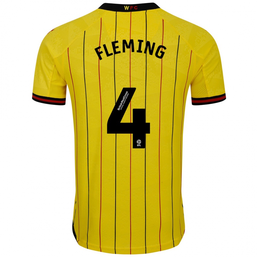 Niño Camiseta Charlotte Fleming #4 Amarillo Negro 1ª Equipación 2024/25 La Camisa