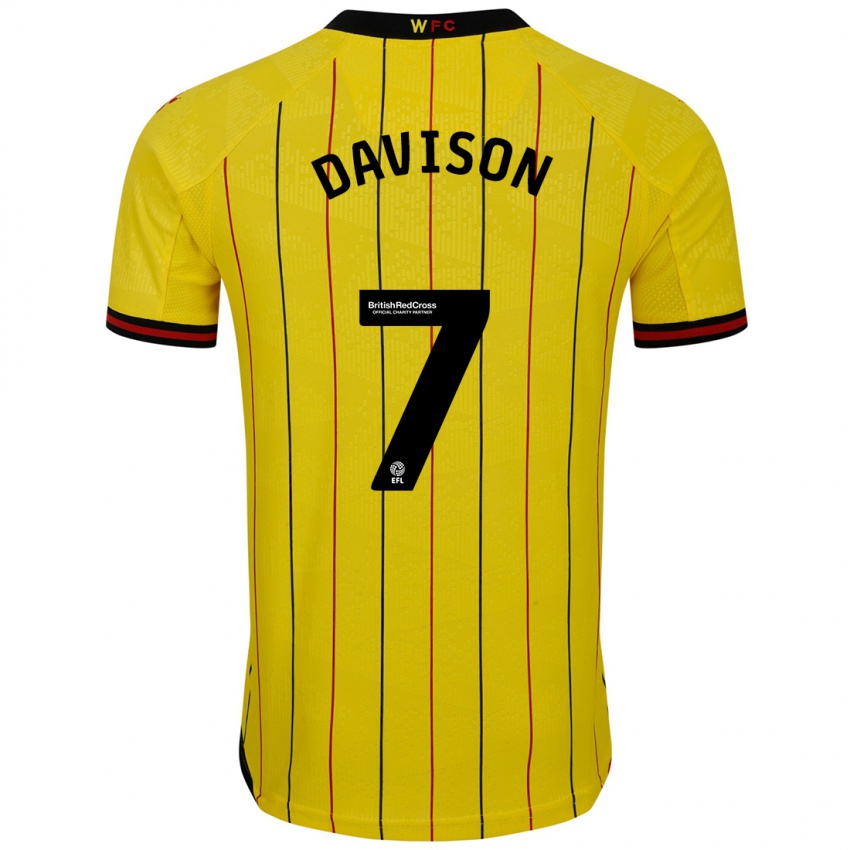 Niño Camiseta Gemma Davison #7 Amarillo Negro 1ª Equipación 2024/25 La Camisa