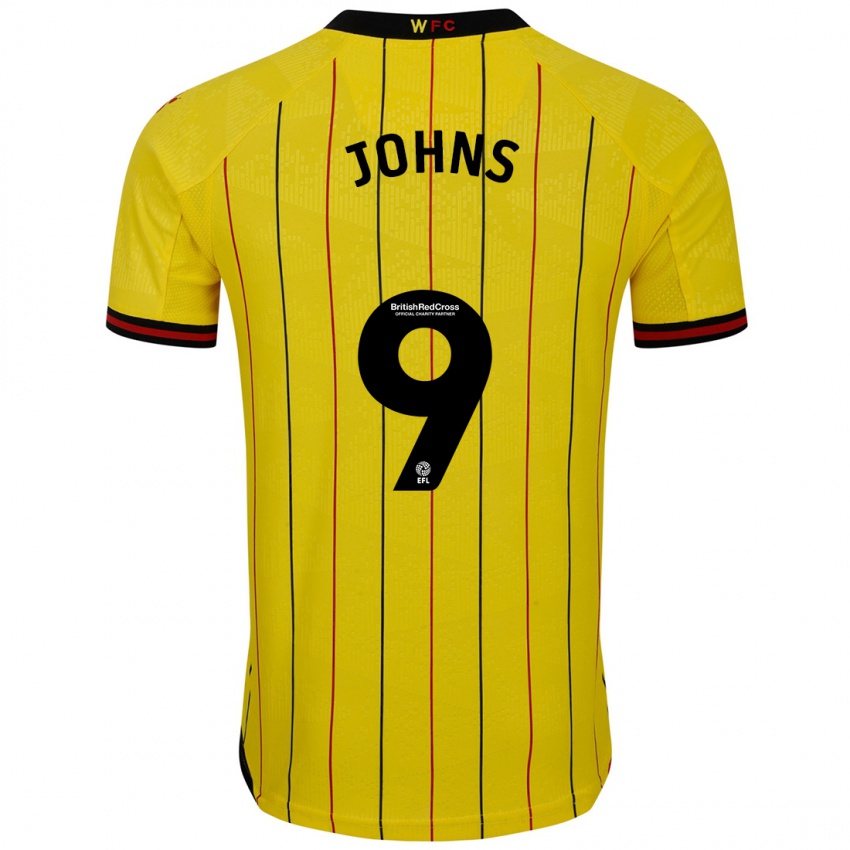 Niño Camiseta Carly Johns #9 Amarillo Negro 1ª Equipación 2024/25 La Camisa