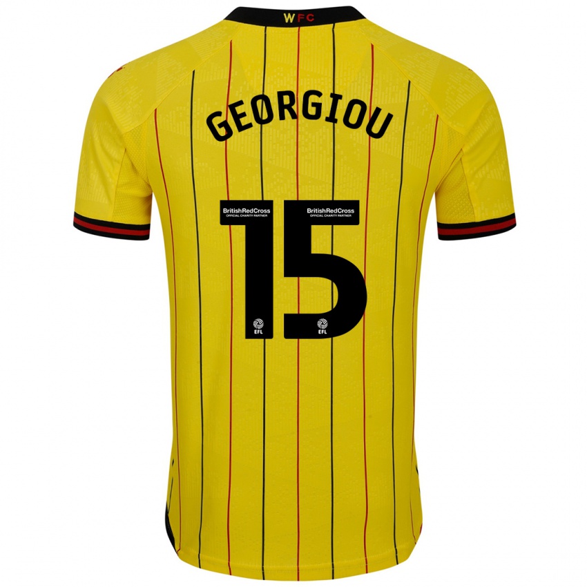 Niño Camiseta Andria Georgiou #15 Amarillo Negro 1ª Equipación 2024/25 La Camisa