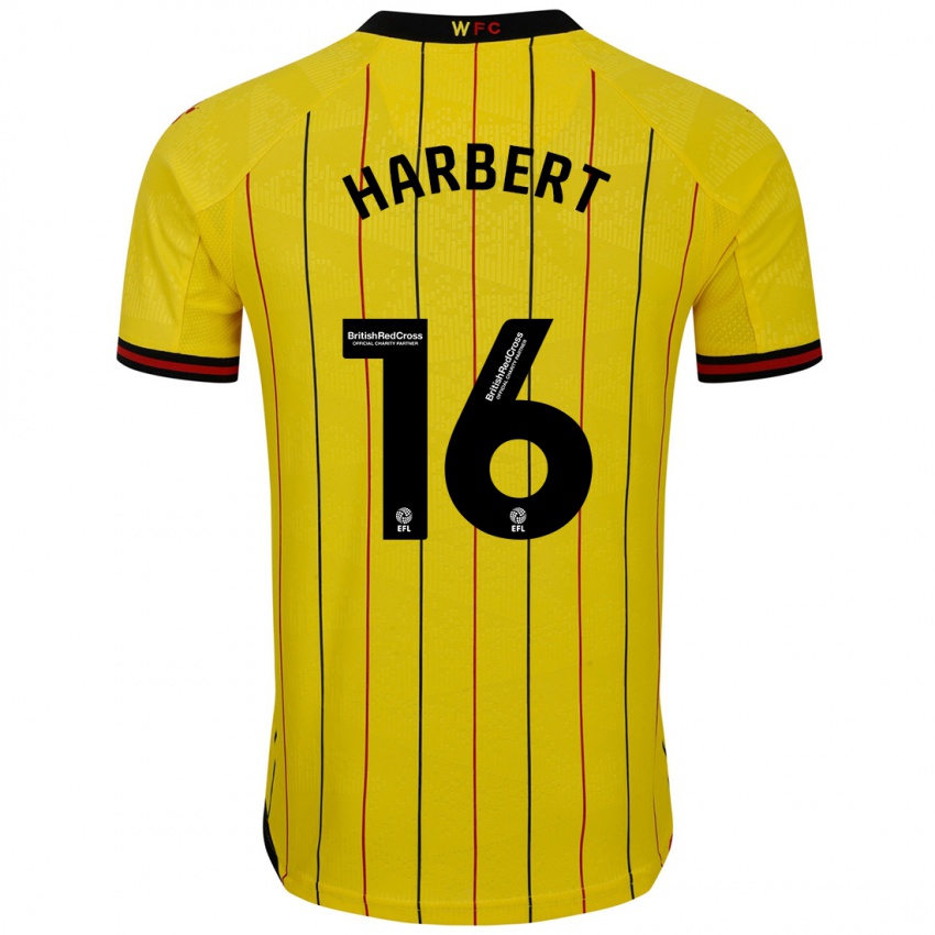 Niño Camiseta Laila Harbert #16 Amarillo Negro 1ª Equipación 2024/25 La Camisa