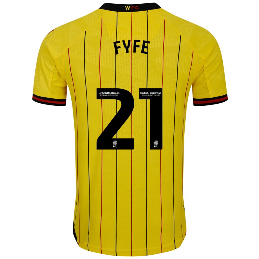 Niño Camiseta Flo Fyfe #21 Amarillo Negro 1ª Equipación 2024/25 La Camisa