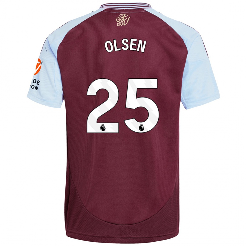 Niño Camiseta Robin Olsen #25 Borgoña Azul Cielo 1ª Equipación 2024/25 La Camisa