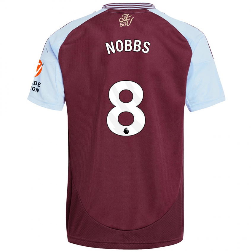 Niño Camiseta Jordan Nobbs #8 Borgoña Azul Cielo 1ª Equipación 2024/25 La Camisa