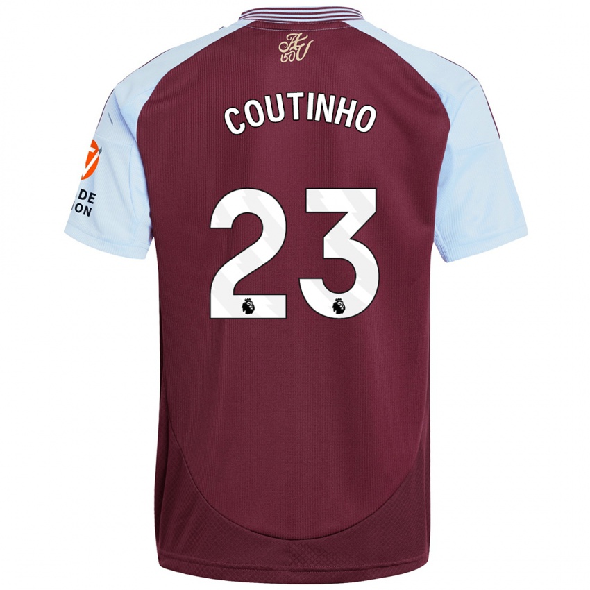 Niño Camiseta Philippe Coutinho #23 Borgoña Azul Cielo 1ª Equipación 2024/25 La Camisa